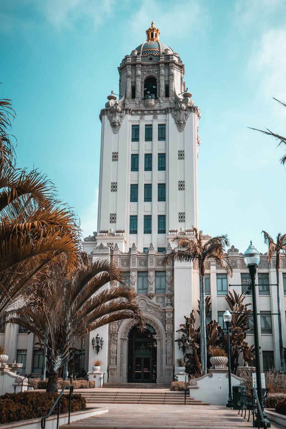 white concrete building near palm trees during daytime