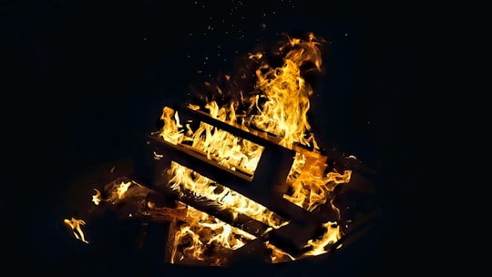 fire in black background with black background in Padova Italy