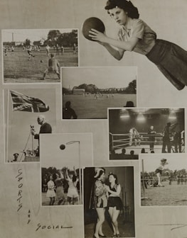 A dynamic collage of various Iraqi sports including football, basketball, and wrestling.
