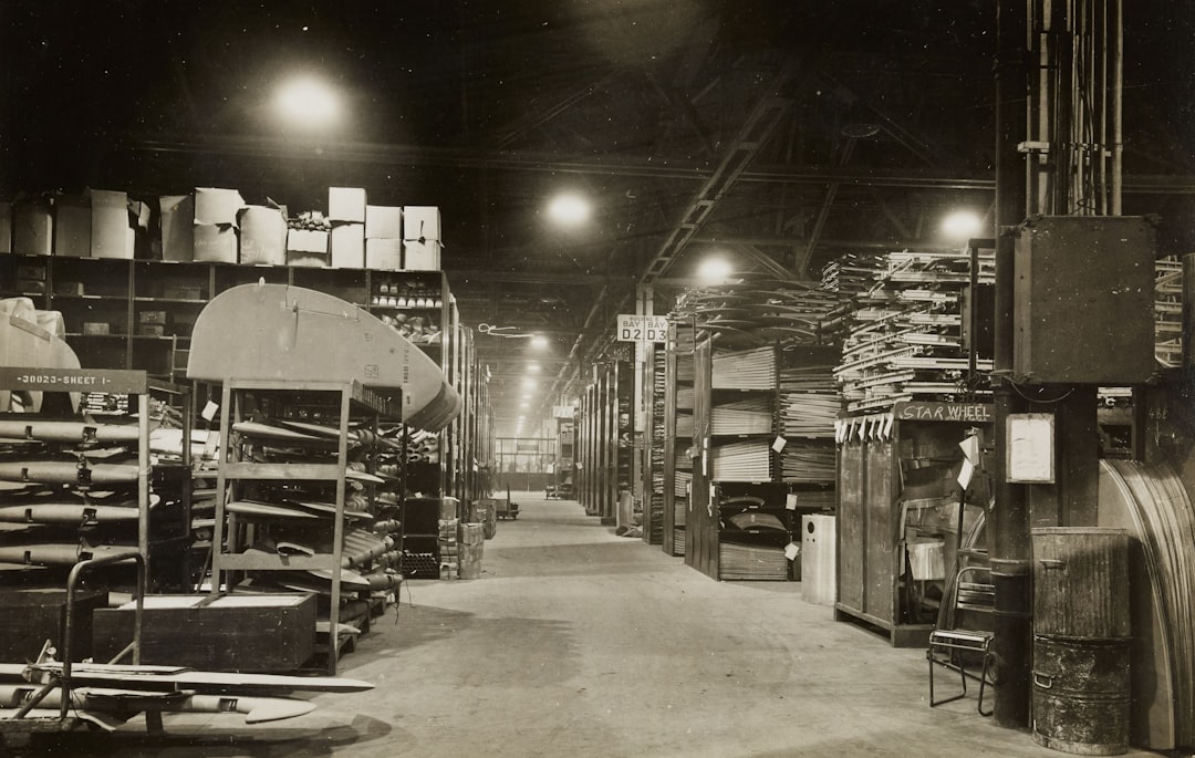 grayscale photo of building interior