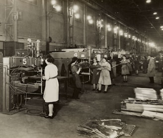 Diligent workers in a factory