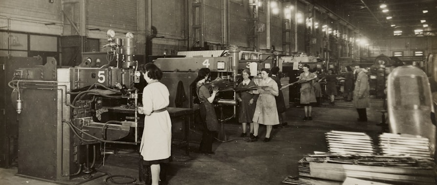 Diligent workers in a factory