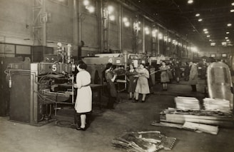 Diligent workers in a factory
