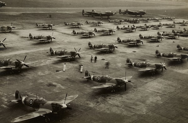 Wartime fighter plane on airfield