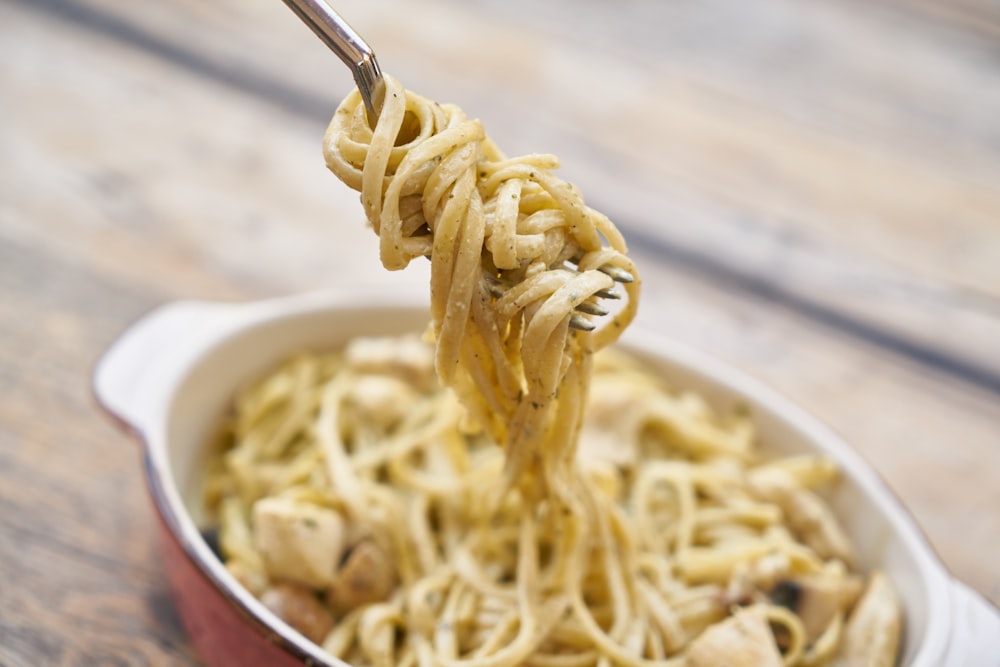 pasta in white ceramic bowl