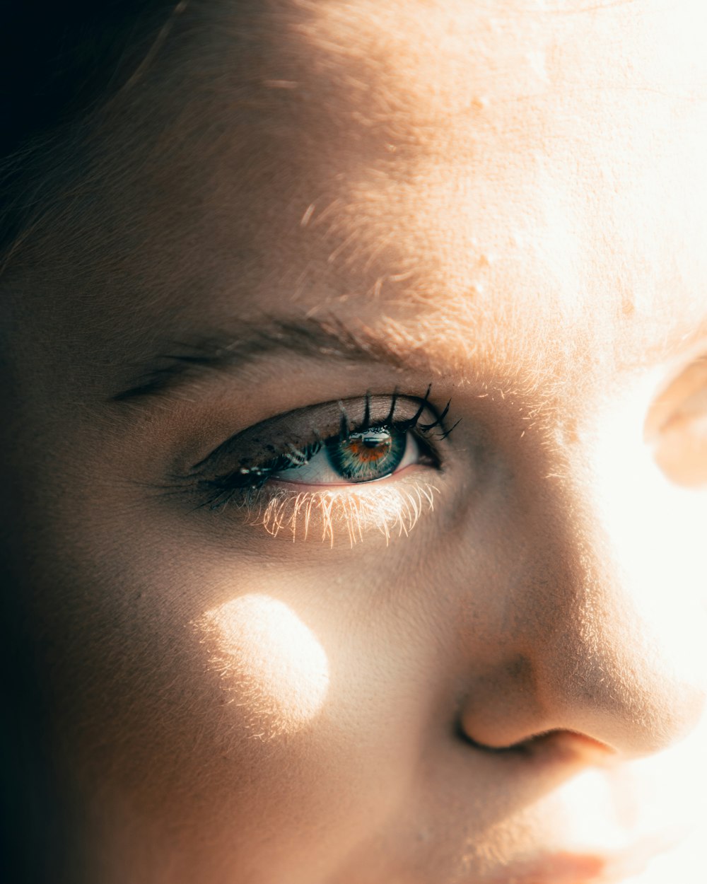 persons eye in close up photography