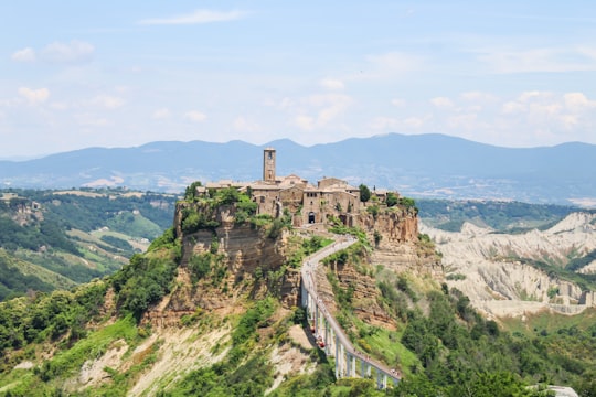 aerial view of a city in Civita di Bagnoregio Italy