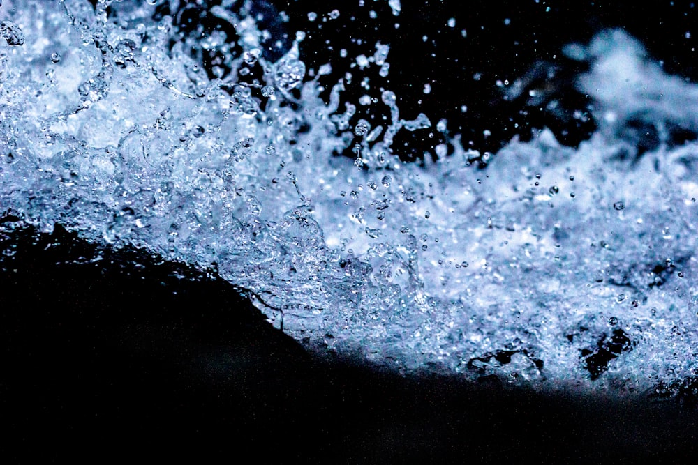 water splash in close up photography