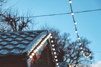Technicians from Frostys Lighting carefully installing festive lights on a residential roof.