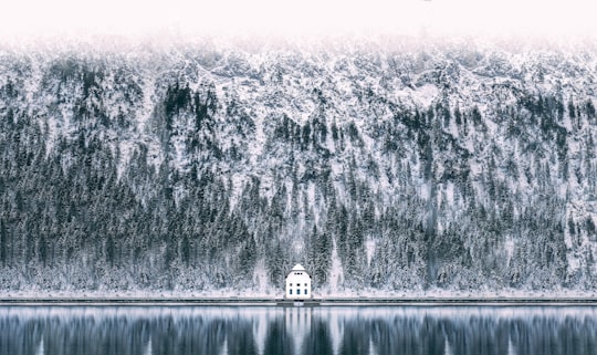 person in black jacket standing on snow covered ground during daytime in Plansee Austria