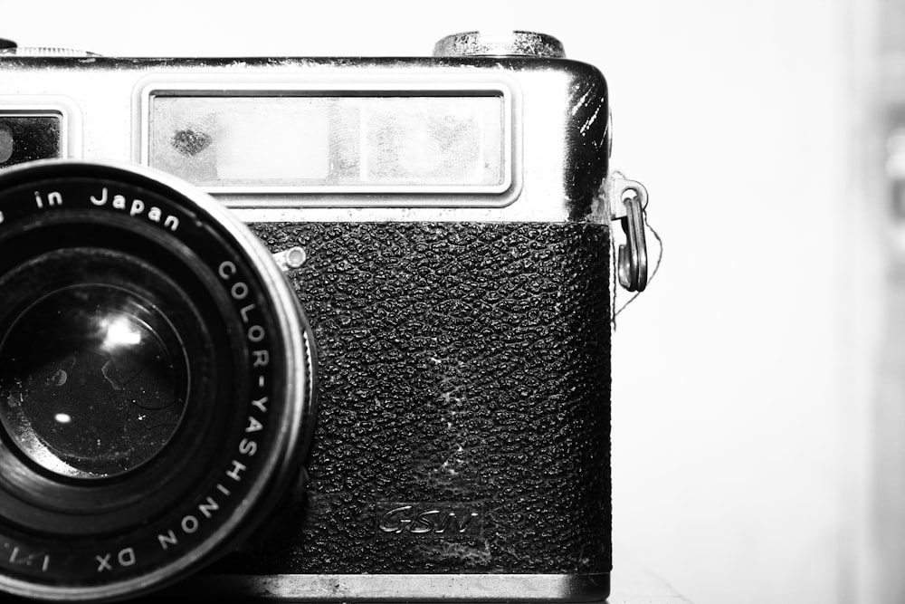 black and silver vintage camera