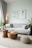 a living room filled with furniture and a large window