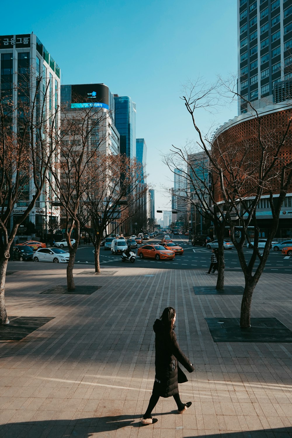 man in black jacket walking on pedestrian lane during daytime