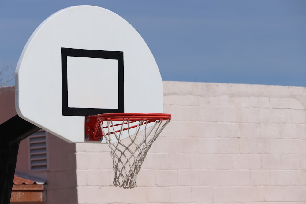 white and red basketball hoop