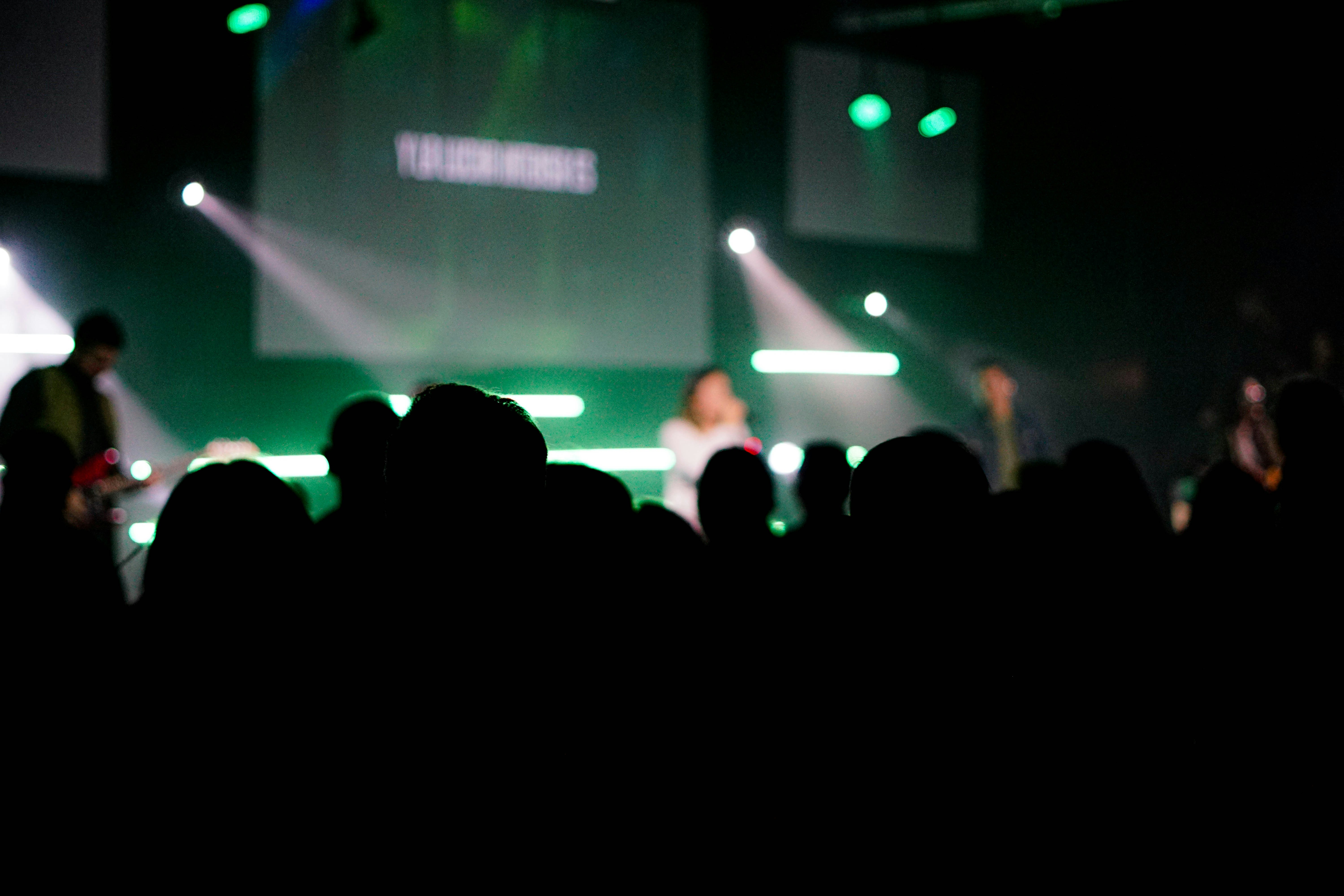 people watching concert during night time