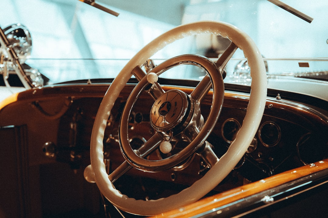 brass and silver steering wheel