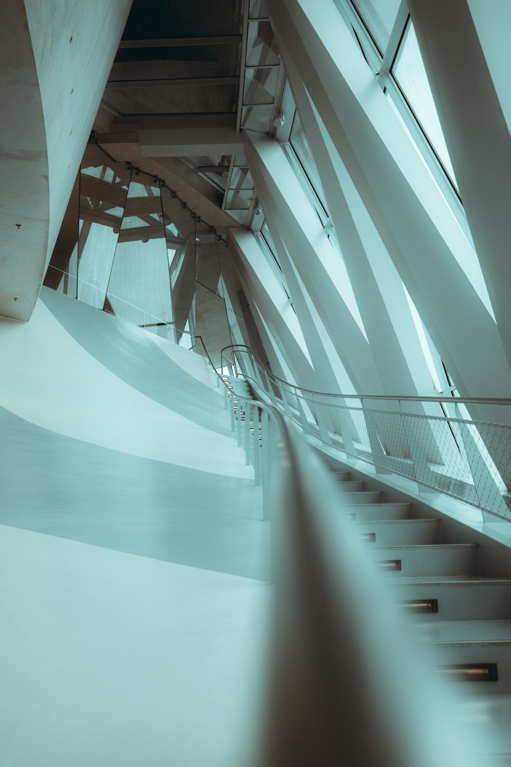 white concrete building with blue light