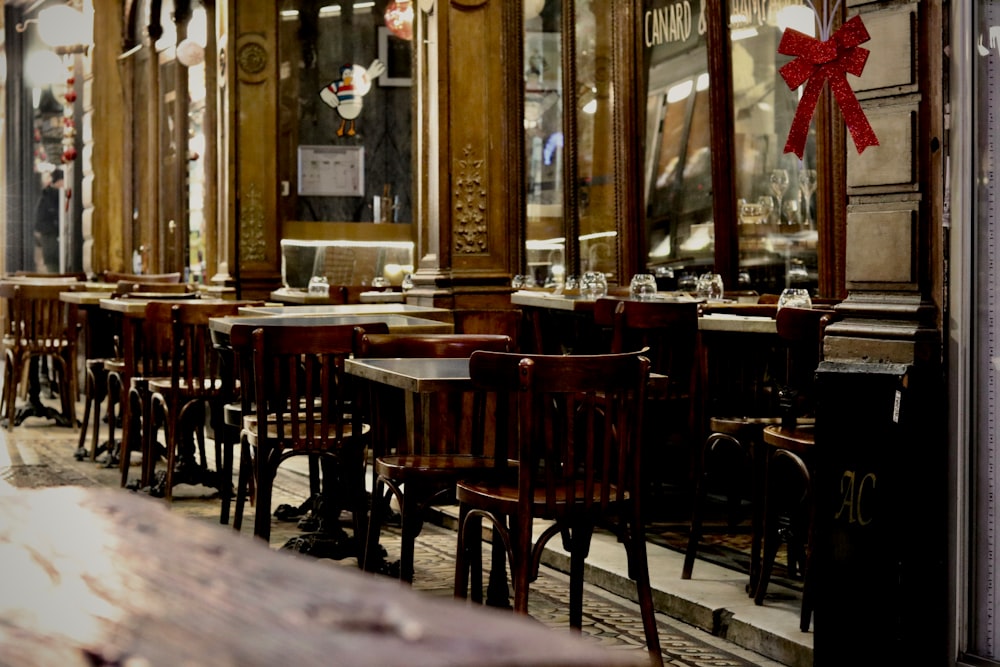 brown wooden table and chairs