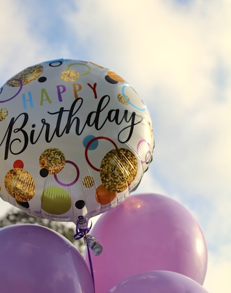 happy birthday balloons with happy birthday text