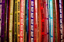 Colorful ribbons featuring words related to gender identity and sexual orientation hang vertically. Each ribbon displays labels like lesbian, bisexual, intersex, transgender, and ally, among others. The ribbons are in a vibrant array of shades, creating a rainbow effect.
