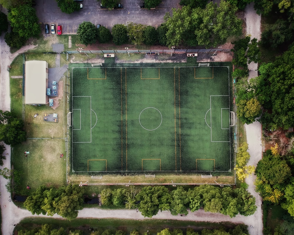 aerial view of soccer field