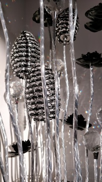 A collection of decorative resin accessories catching the light.