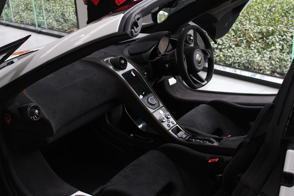 black and red car interior