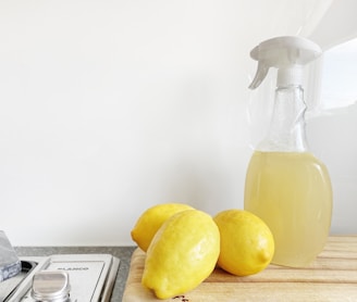 cleaning with vinegar, water, lemon and natural cleaning products