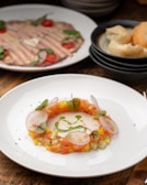 A beautifully plated Mediterranean dish showcasing vibrant colors.