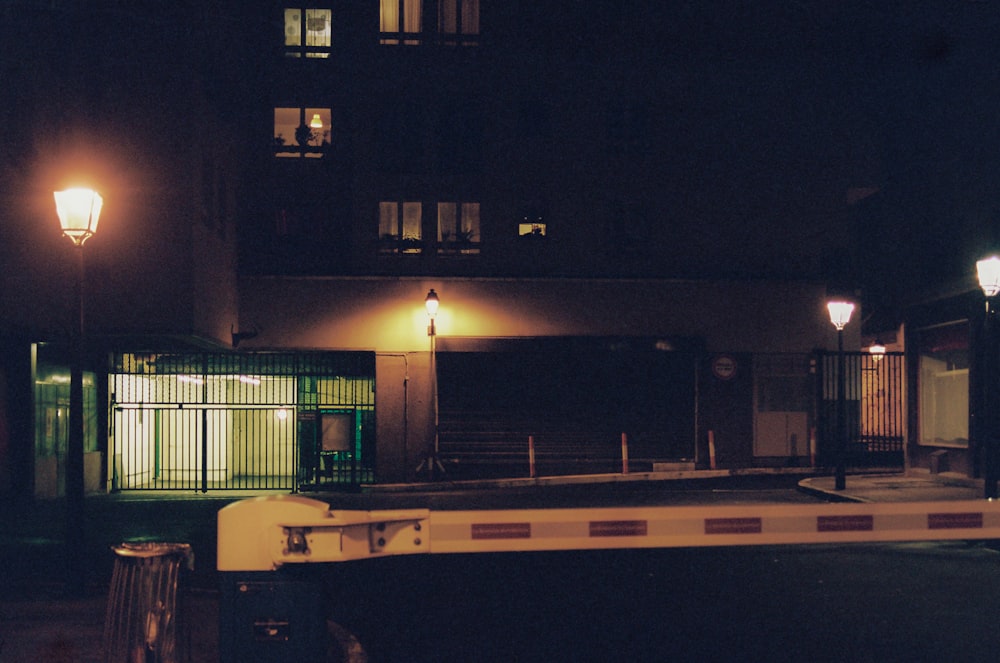 brown concrete building during night time