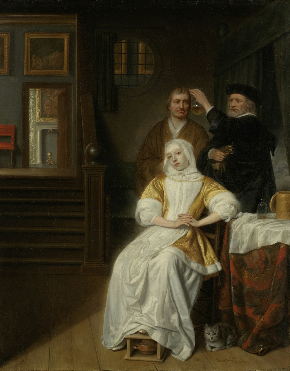 woman in white dress sitting beside man in black suit