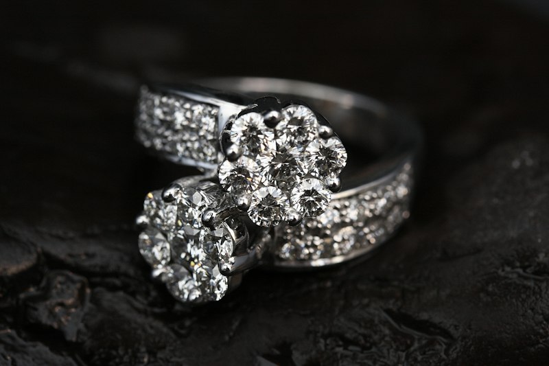 Hammered Black Diamond Wedding Band