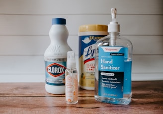 a bottle of hand sanitizer next to a bottle of hand sanitizer