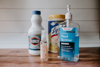 a bottle of hand sanitizer next to a bottle of hand sanitizer