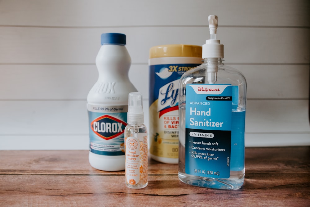 a bottle of hand sanitizer next to a bottle of hand sanitizer