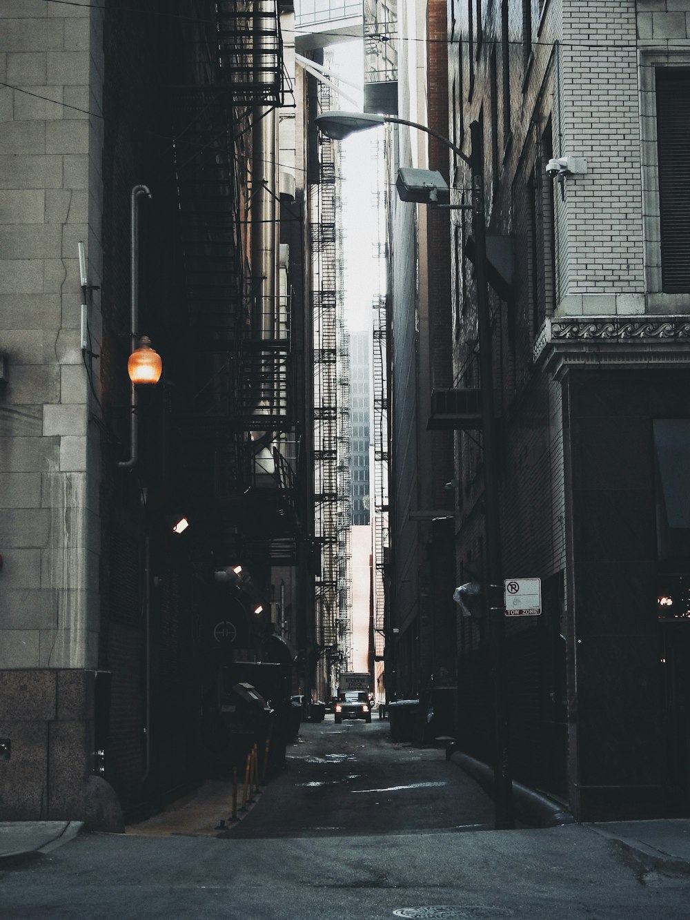 black and orange street light