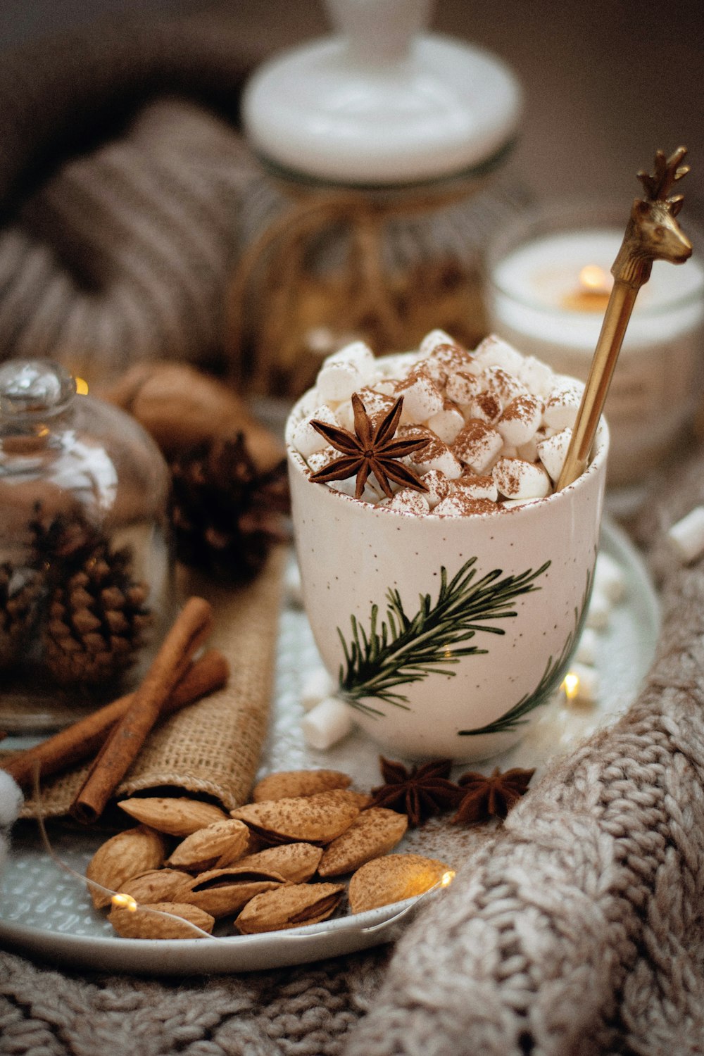 white and brown star shaped popcorn on white ceramic bowl