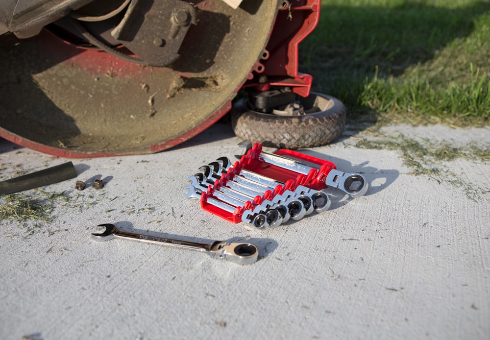 red and gray metal tool