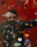 A cheerful man with a bright background full of multicolored confetti.