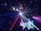 A lively club scene with a disco ball casting light beams across the room, creating a dynamic pattern of light and shadow. In the background, a colorful animated projection is displayed, adding to the vibrant atmosphere. Silhouettes of people are visible, enjoying the music and ambiance.