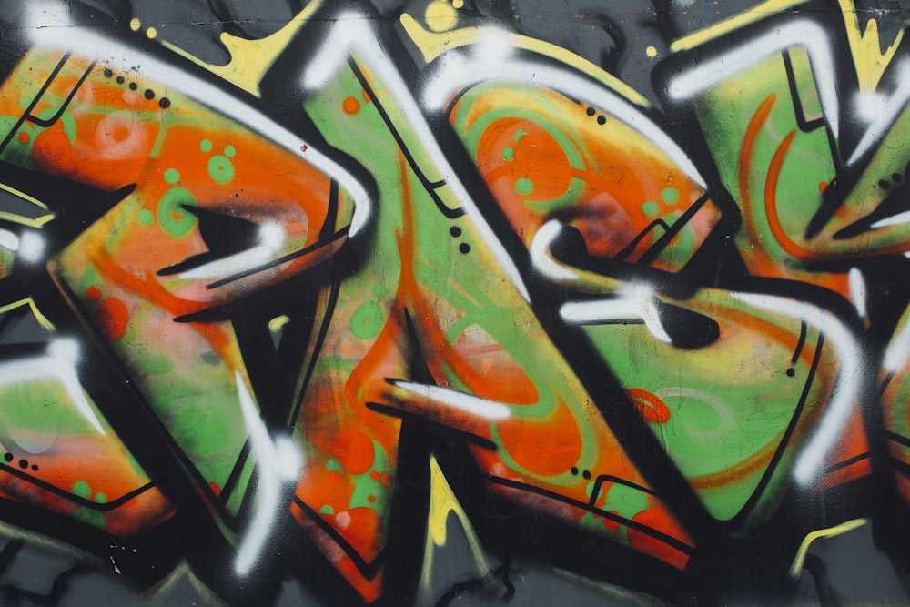 orange green and black graffiti