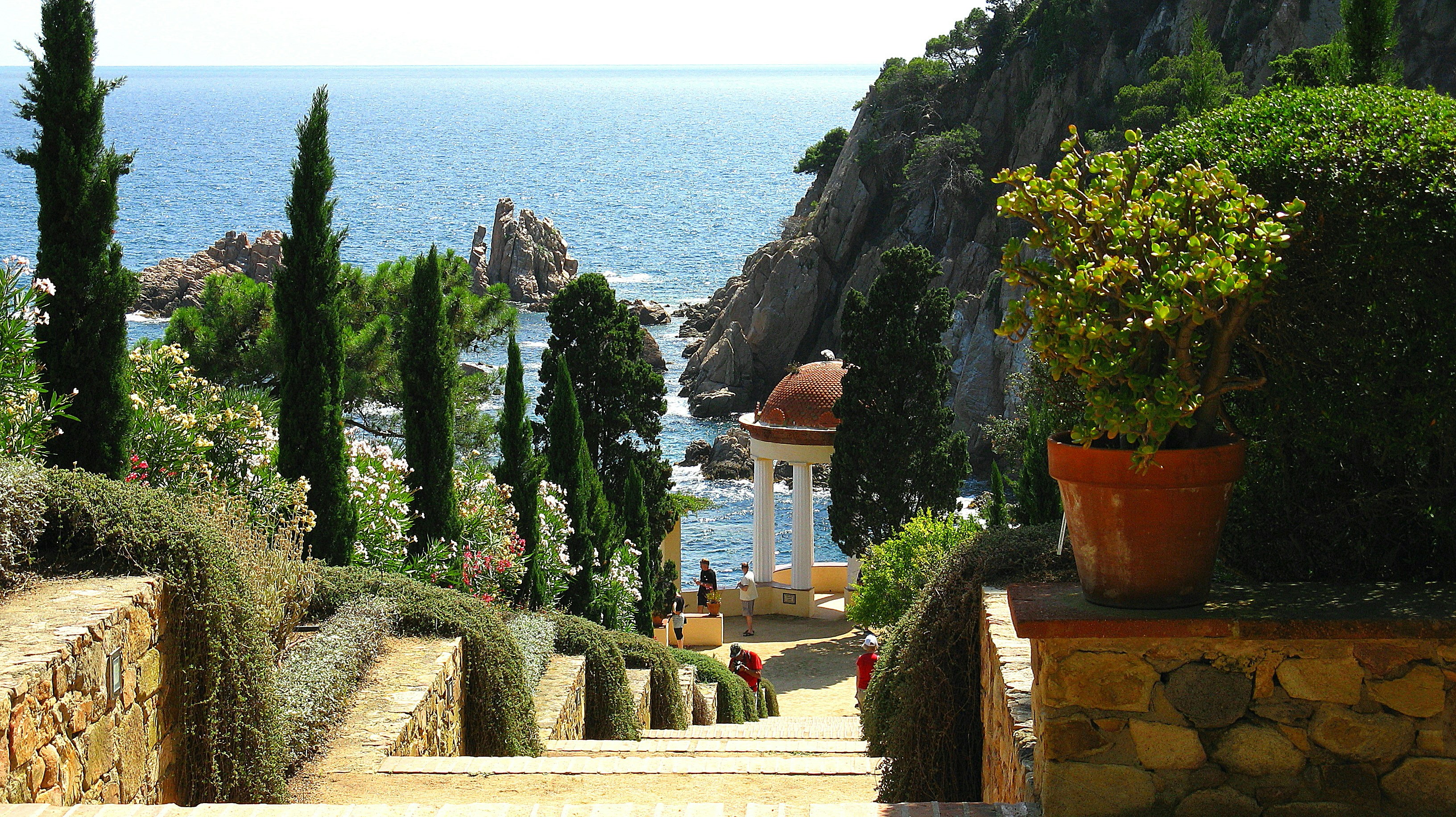 Spain, gardens, flowers, plants, flora, Jardí Botánic Marimurtra, Marimurtra Botanical Garden, ocean