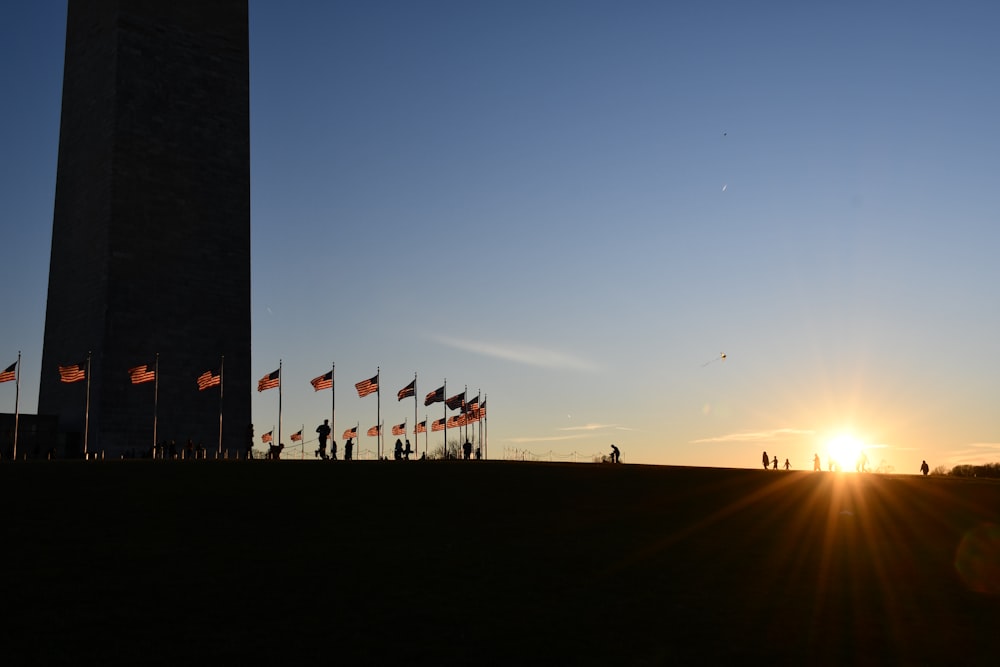 silhouette of people on field during daytime