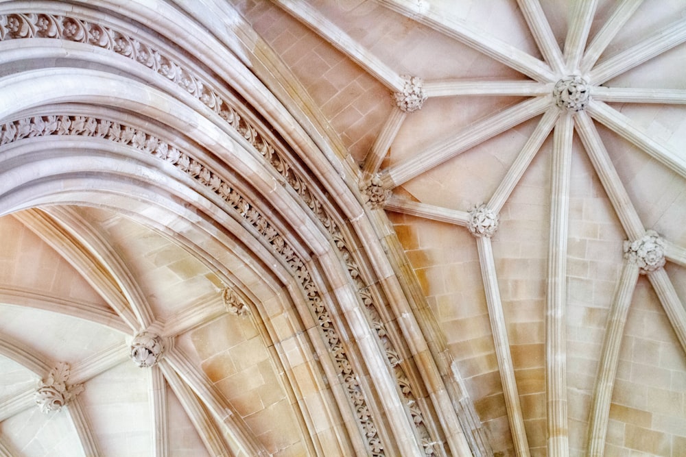 white and brown floral ceiling