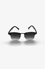 black framed sunglasses on white surface