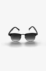 black framed sunglasses on white surface