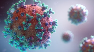 visualization of the coronavirus causing covid-19 virus teams background