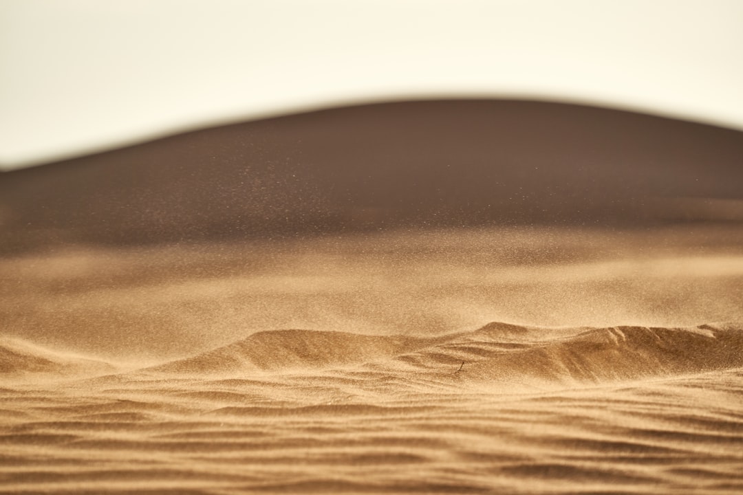 brown sand under white sky