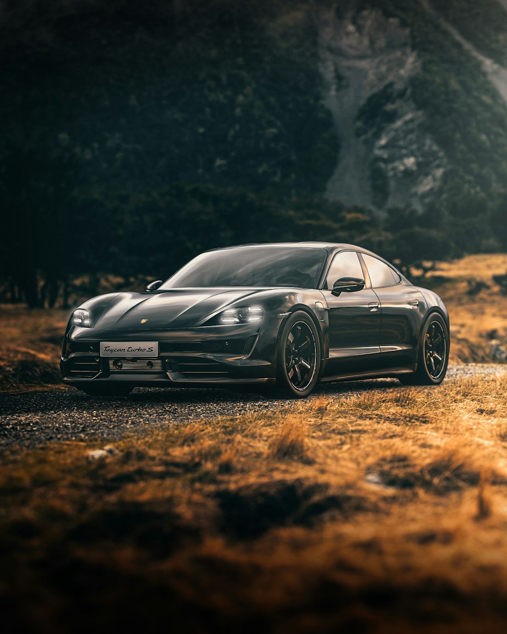 Mercedes Benz coupé noir sur sol brun