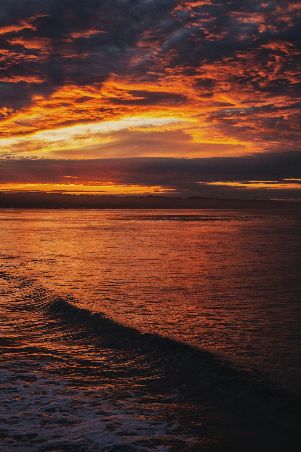 body of water during sunset